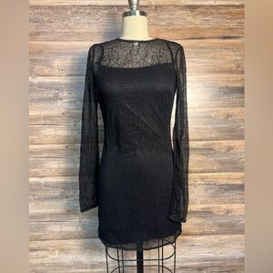 Forever 21 Vine Mesh Overlay Black Mini Dress NWT